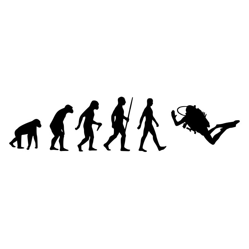 Evolution human monkey diver diving scuba diving