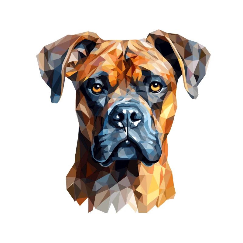 Boxer portrait de chien dans le style polygone