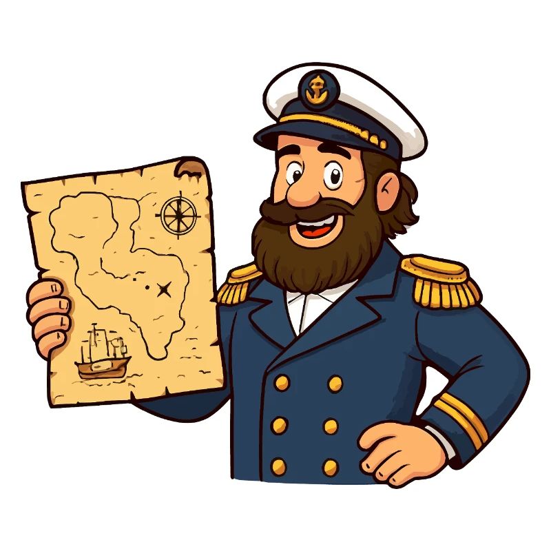 Captain Treasure Map Cartoon