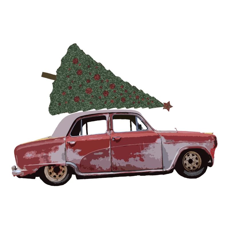 Oldtimer mit Tannenbaum