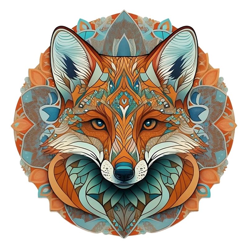 Natural fox in mandala style