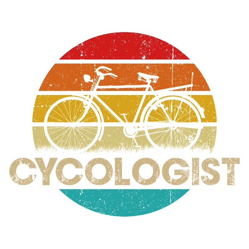 Logo vintage de vélo coucher de soleil