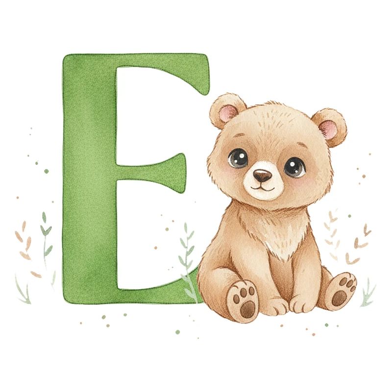 E mit Teddy: Verspielter Buchstabe E