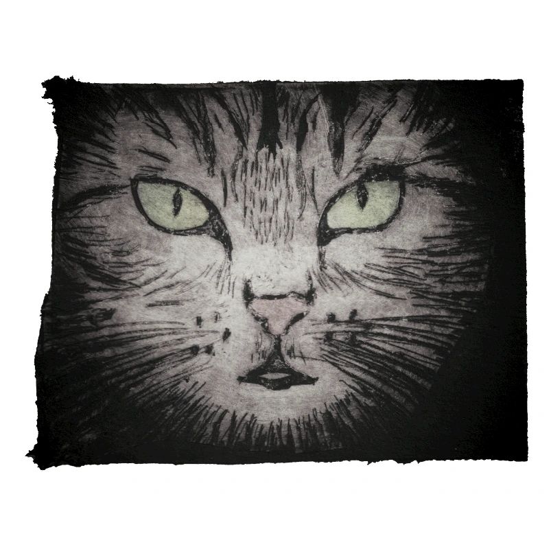 Cat Black - Gravé à la main imprimable