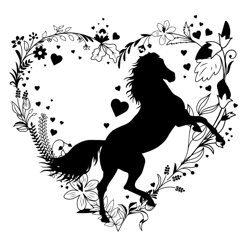Pferd Blumen und Herzen