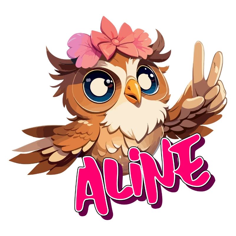 ALINE - Schöner Mädchen Name mit süßer EULE