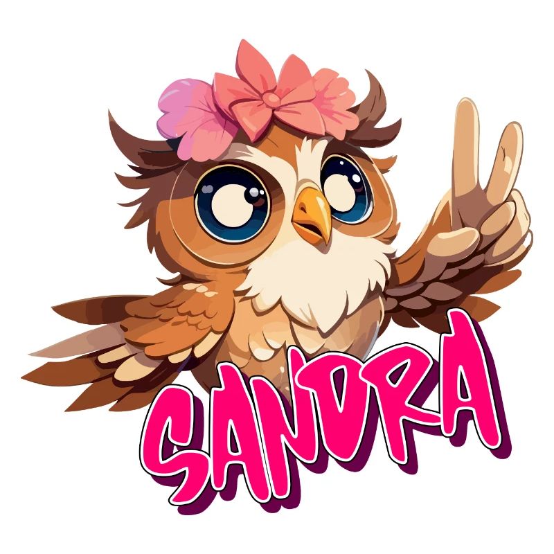 SANDRA - Schöner Mädchen Name mit süßer EULE