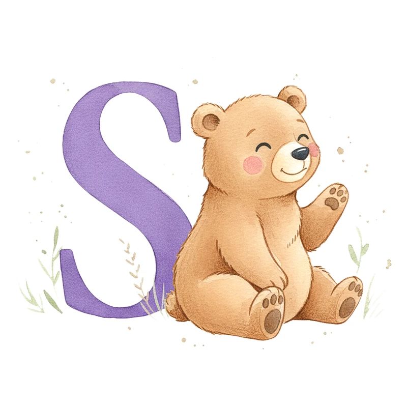 S Bär Alphabetsbild mit Teddybär