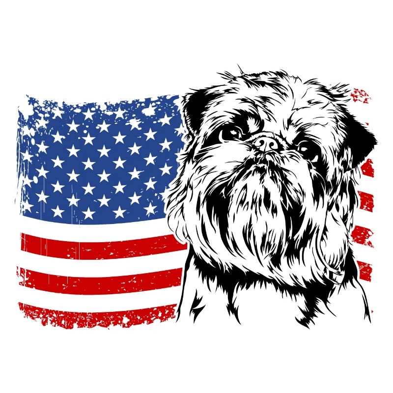 BELGIAN Dwarf Griffon America Flag Wilsigns