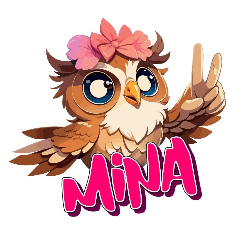 MINA - Schöner Mädchen Name mit süßer EULE