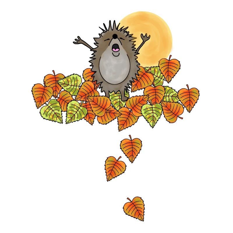 Hérisson, automne, feuilles, feuillage