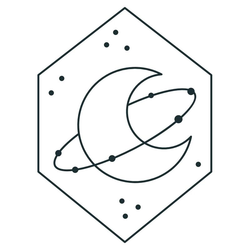 Diamond crescent moon with orbit