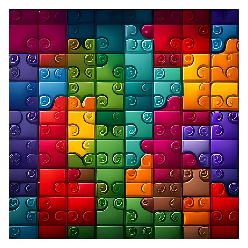 Colorful Rainbow Jigsaw Puzzle Pattern