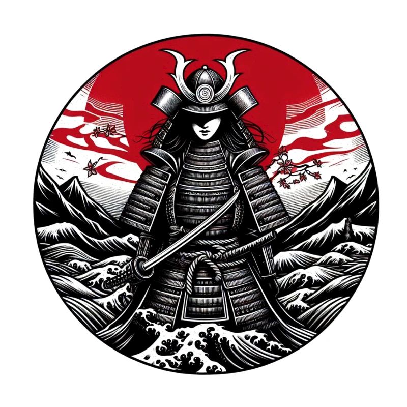Roter Samurai Krieger Weiß