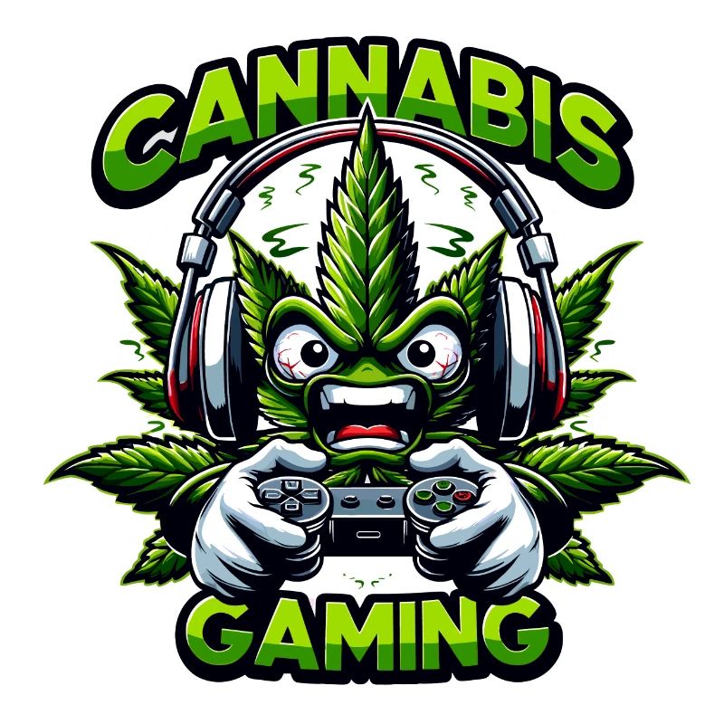 Wütendes Cannabisblatt beim Spielen eines Videospiels