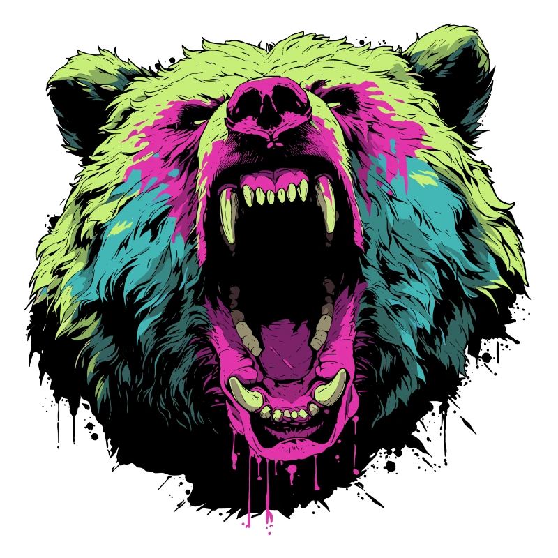 Furious bear in pop art style