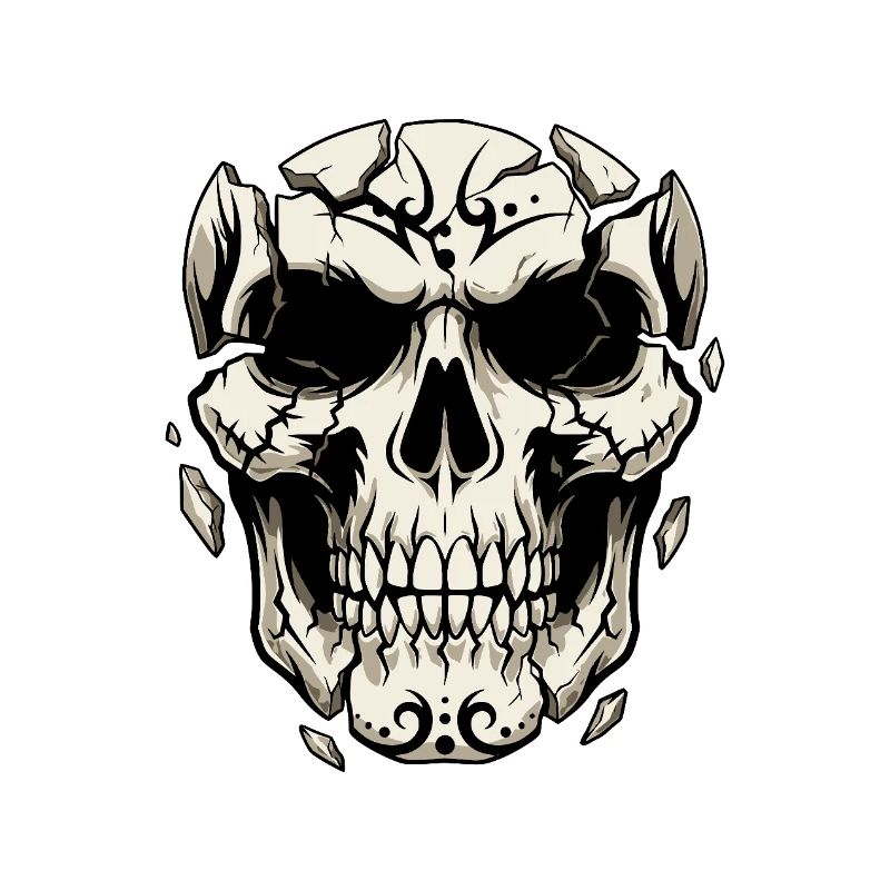 Splitternder Schädel – Gothic Grafik