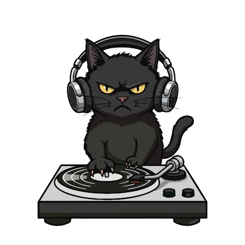 Turntable Cat Chat DJ Vinyle