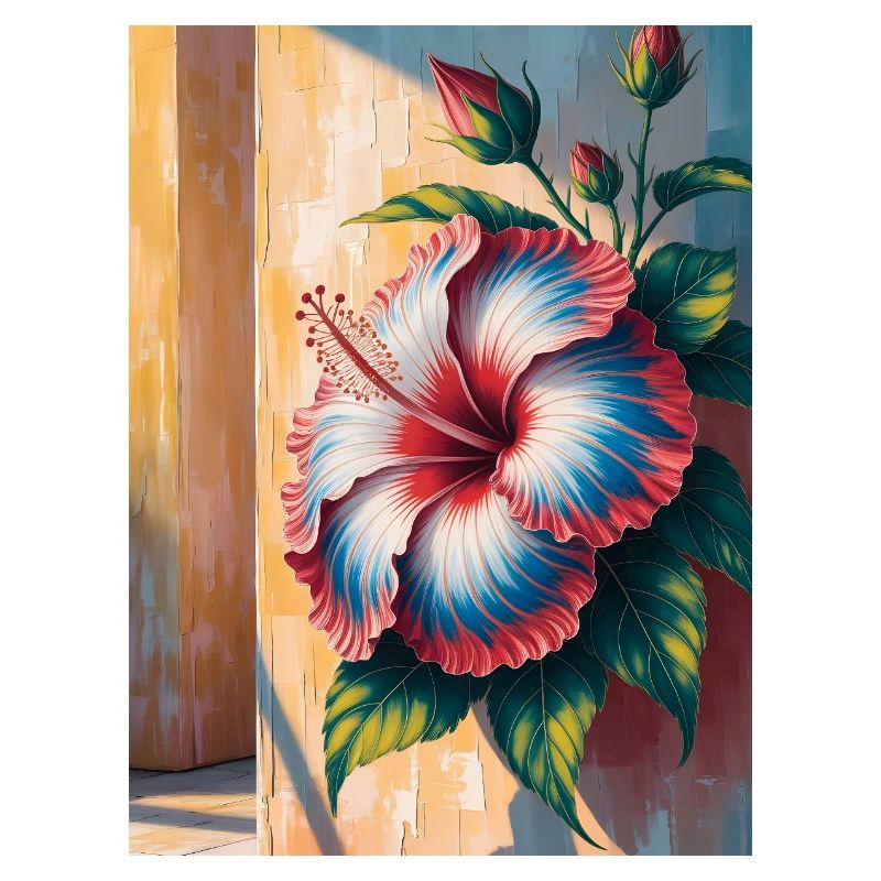 Hibiscus Gradient Bloom Wall – Haitianischer Flaggentag