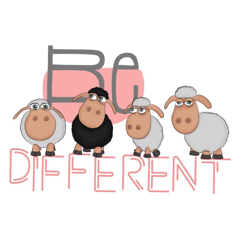 Be different: unique sheep really happy herd