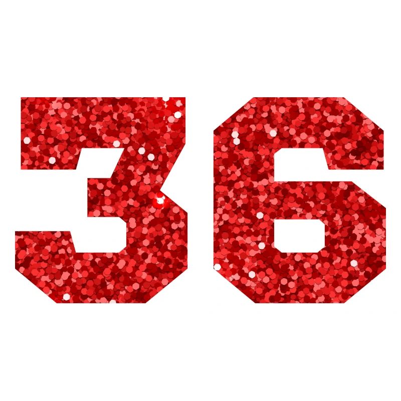Number 36 Red Glitter - 36th Anniversary