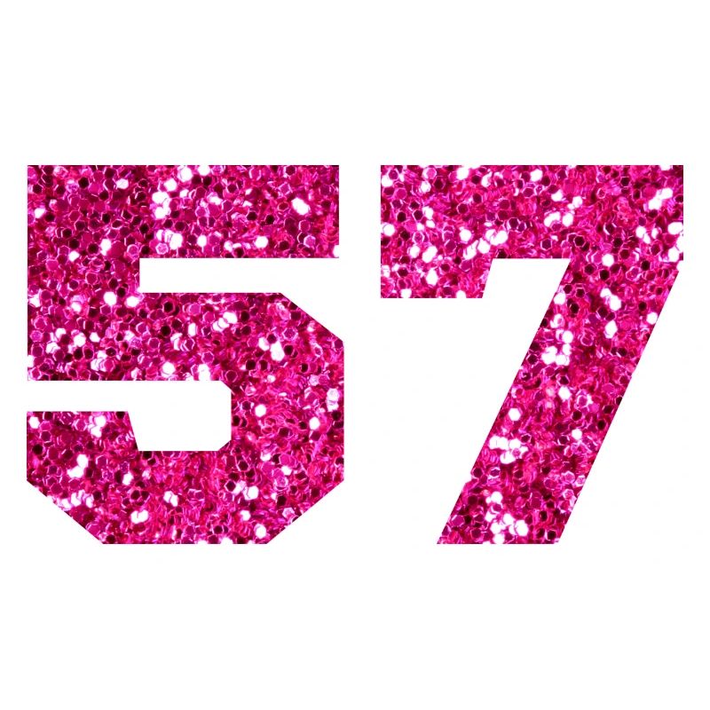 Number 57 Pink Glitter - 57th Birthday