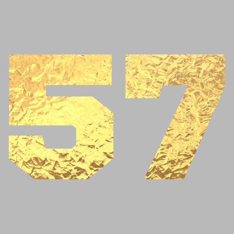 Number 57 Gold Glitter - 57th Anniversary