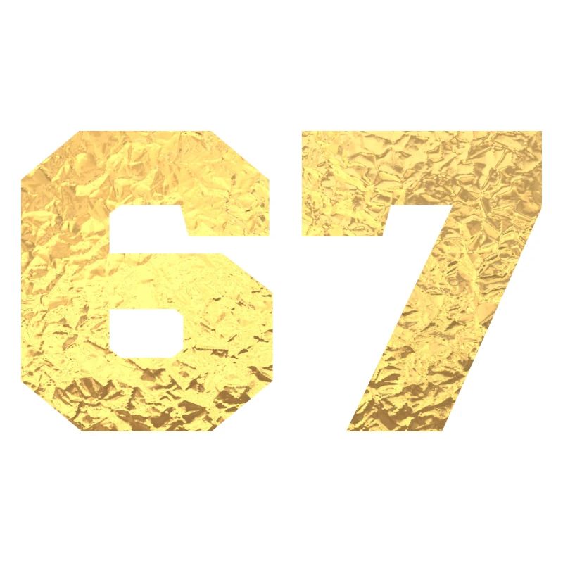 Number 67 Gold Glitter - 67th Anniversary