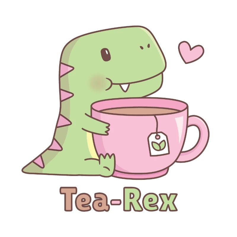Mignon thé de dinosaure Rex Pun Doodle