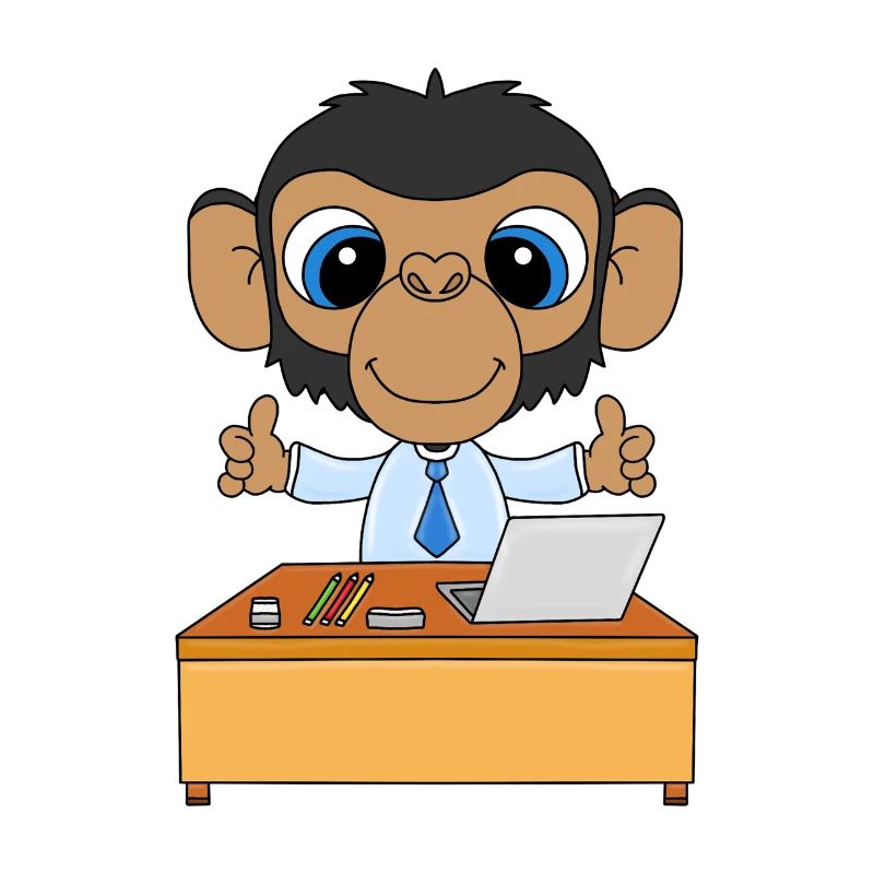 SCHIMPANSE - ARBEIT - AFFE - CHEF - MITARBEITER