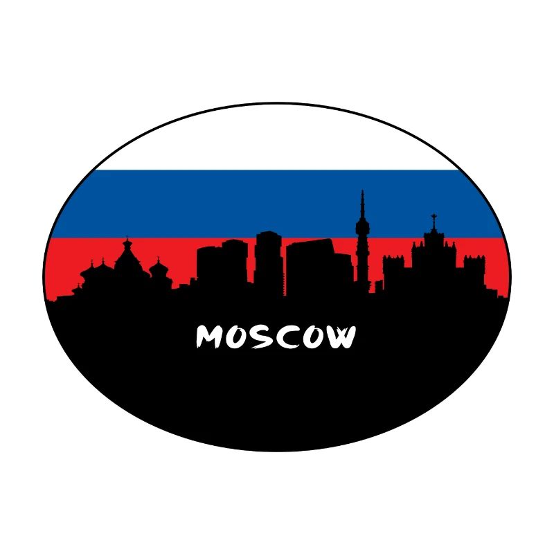 moscou, russie, drapeau, horizon, silhouette, voyage
