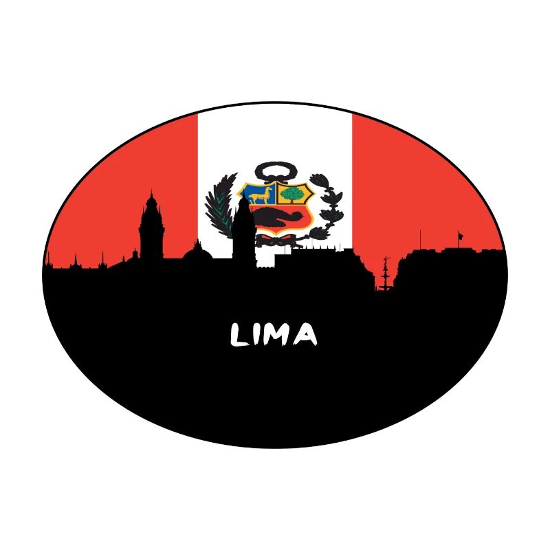 Lima-Peru-Flaggen-Skyline-Schattenbild-Reise