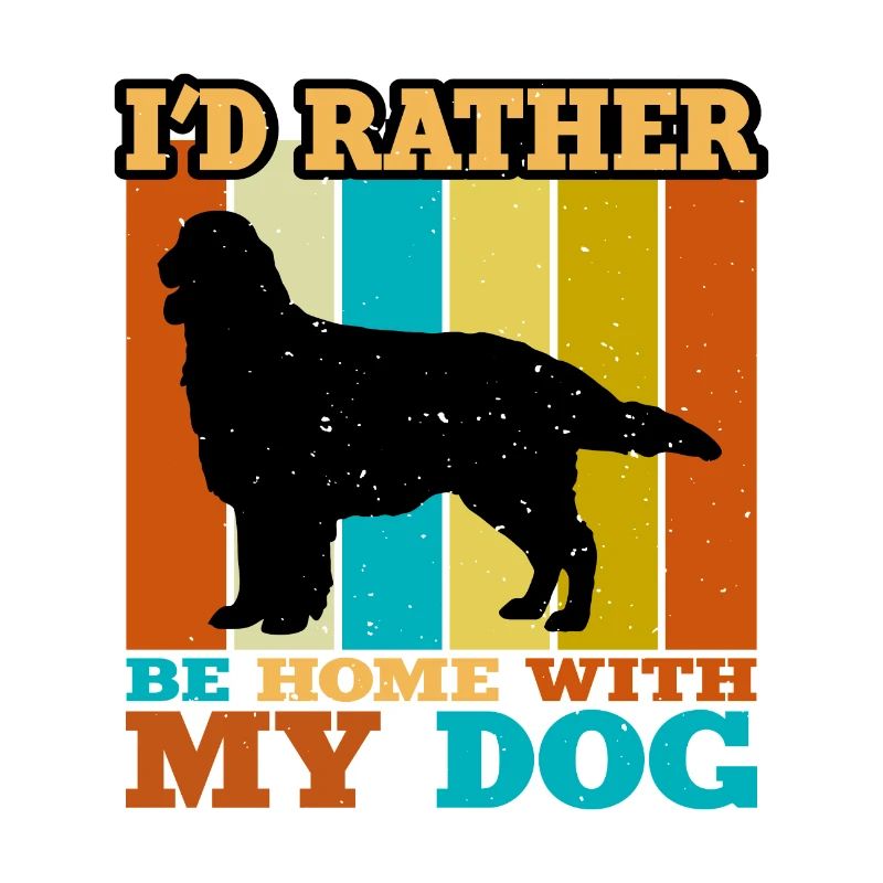 Flat Coated Retriever Hund Silhouette Retro Sunset