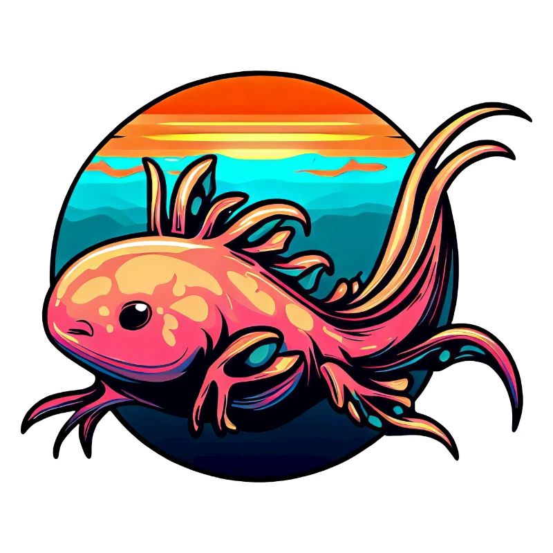 Mignon Axolotl Design Coucher de soleil Coucher de soleil