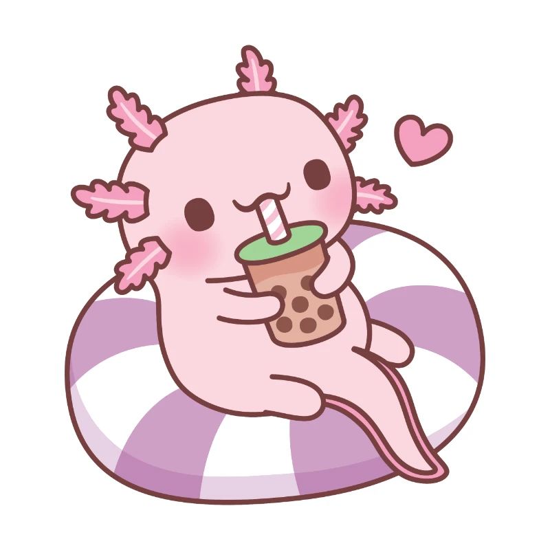 Mignon Axolotl Chilling sur Pool Float Boire Boba