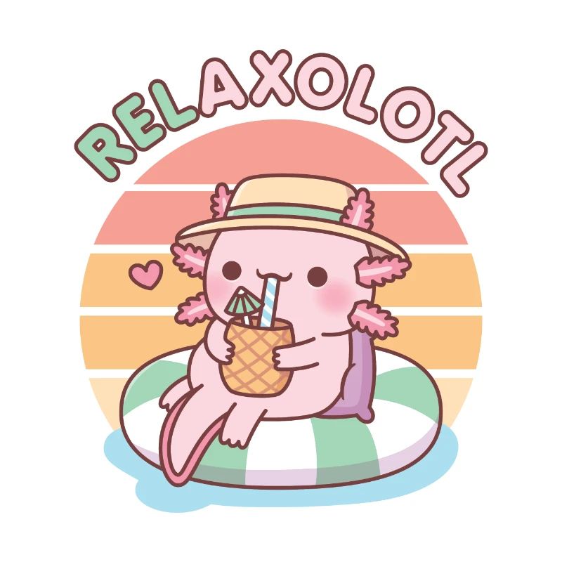 Cute Axolotl Chill On Pool Float Relaxolotl Funny