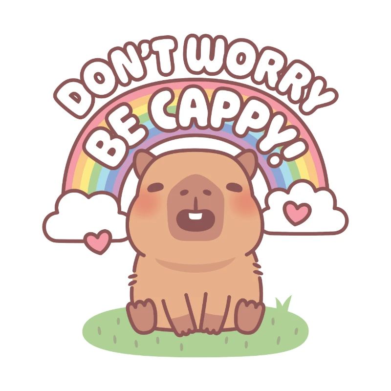 Süßes Capybara mit Regenbogen Don't Worry Be Cappy