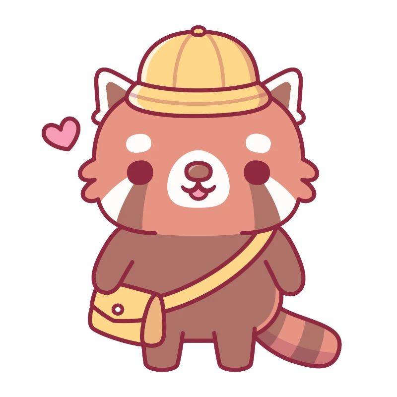 Cute Red Panda With Yellow Hat