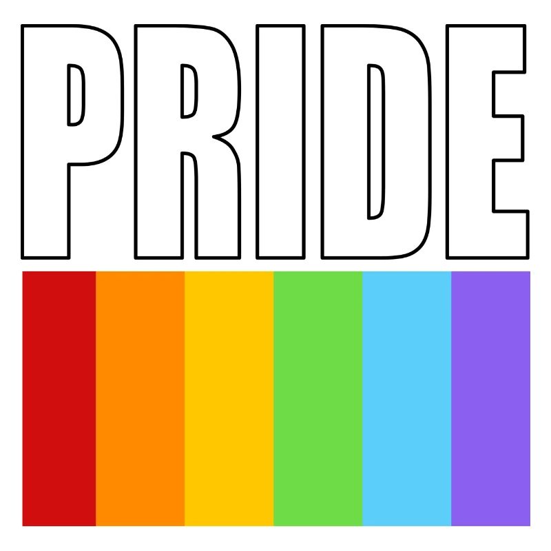 Pride rainbow flag clean design with bold text
