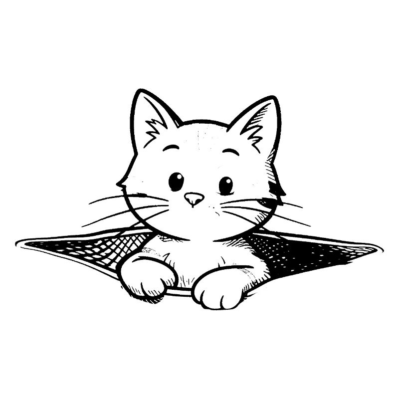 Illustration du chaton dans une bourse