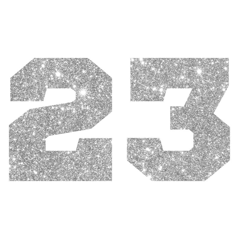 Number 23 Silver Glitter - 23rd Anniversary