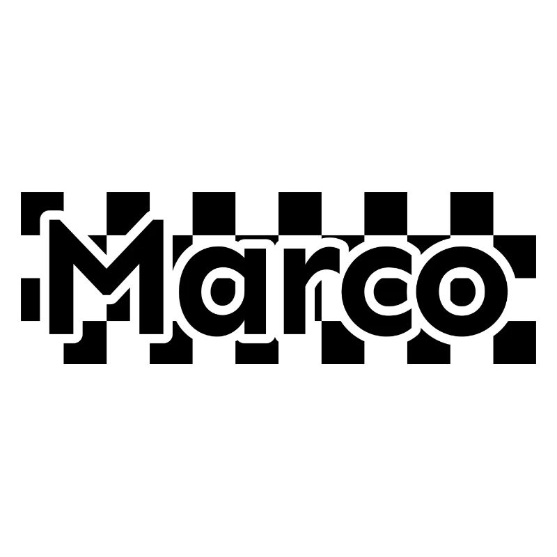 Checkerboard Text First Name Man Last Name Marco