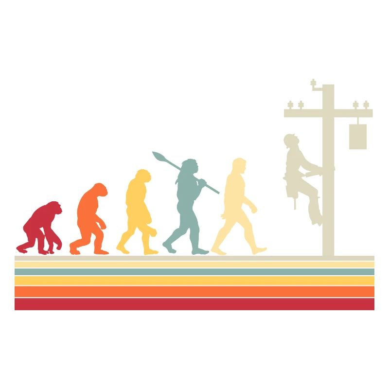 Elektriker Human Evolution Vintage Lineman