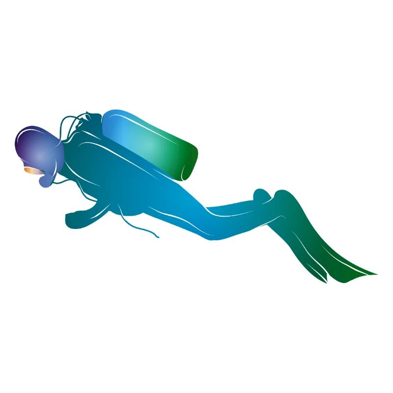Silhouette de plongeur dans les tons bleu-vert