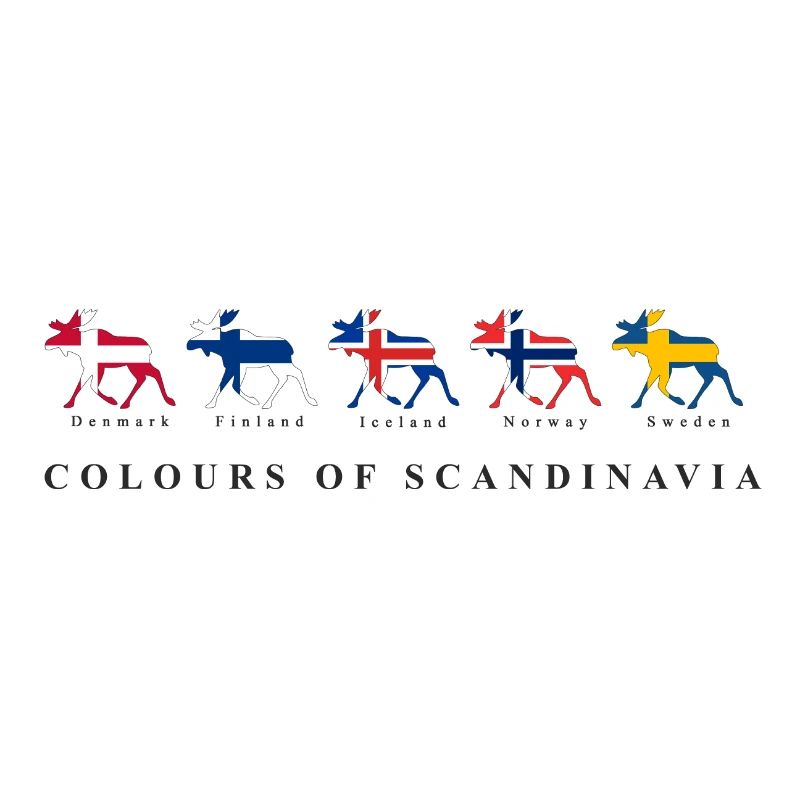 COULEURS DE SCANDINAVIA Elk avec drapeaux