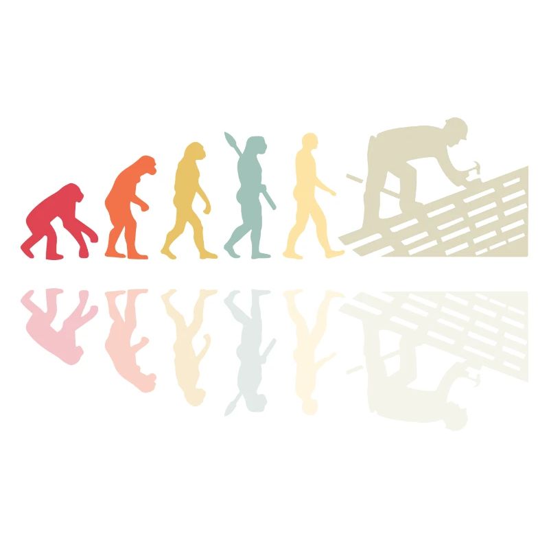 Roofer Human Evolution Retro Vintage Construction