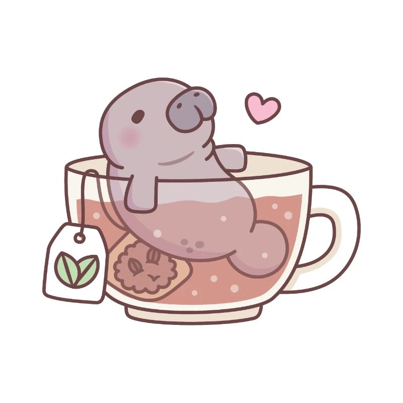 Funny Manatee Chilling In Tea Cup