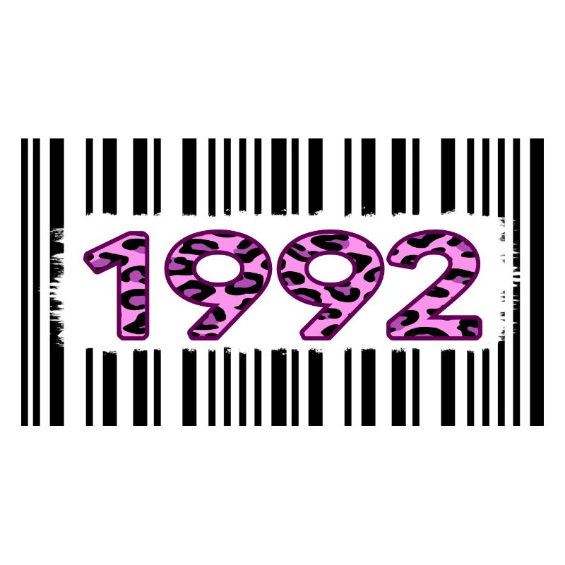 1992 birthday barcode pink leopard retro party