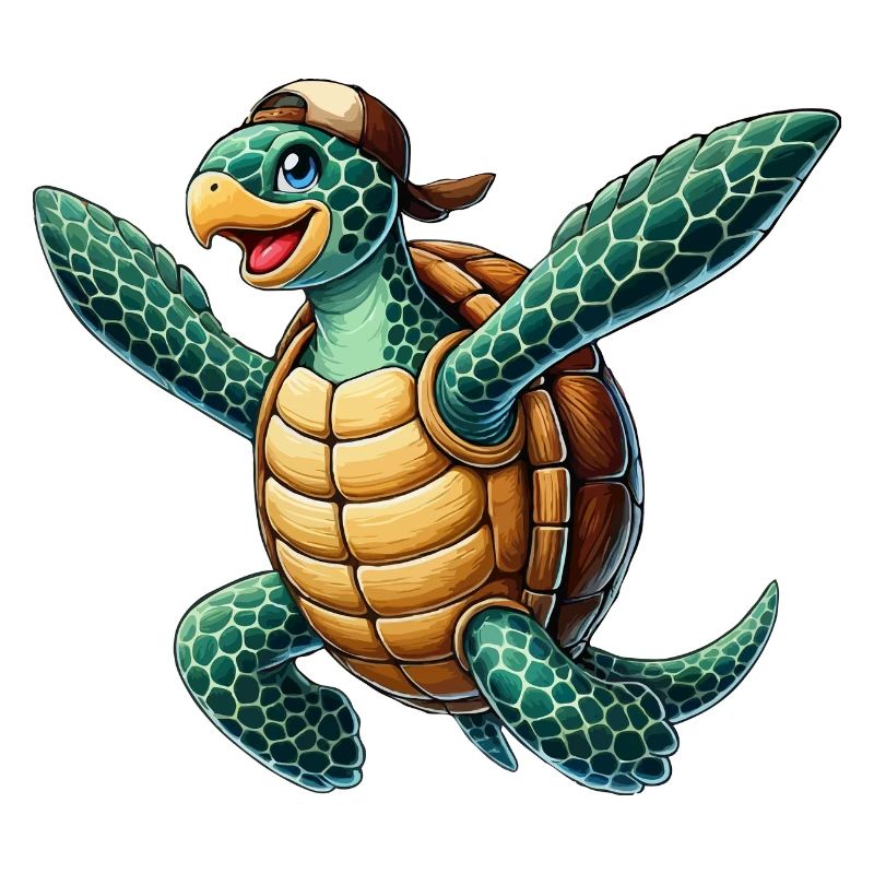 Hawksbill turtle with cap