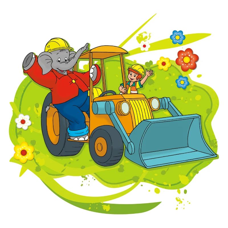Benjamin Blümchen und Otto mit Schaufelbagger